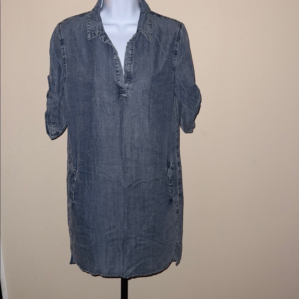 Velvet Heart Denim Mini Chambray Tunic V Neck Dress Women’s Size S